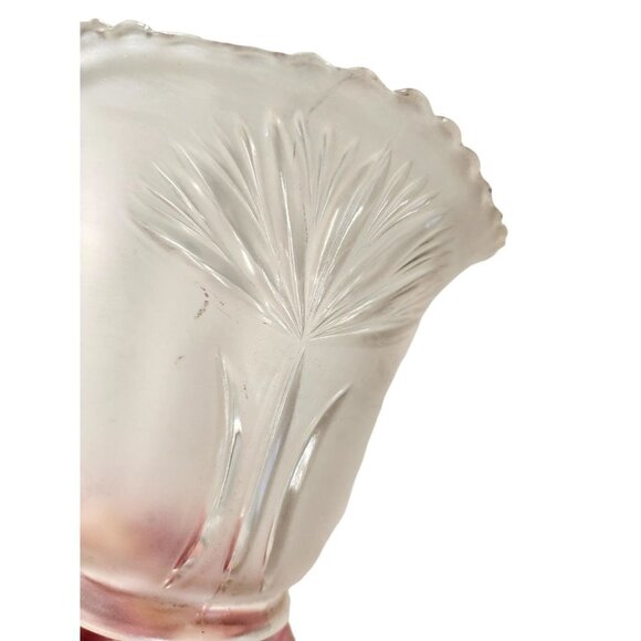 Vintage Frosted Emboss Glass Scallop Edge Light SHADE, Bulb Cover 3.75 inch high - Picture 6 of 8